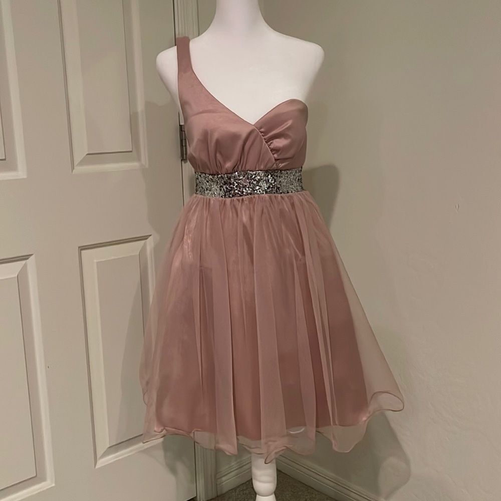 JODI KRISTOPHER Formal Embellished Taffeta Dress in Pink